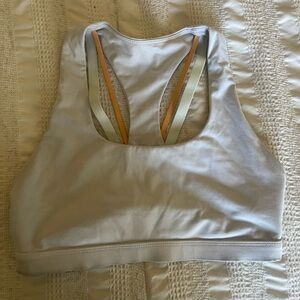 Fabletics Light Gray Sports Bra with Colorful Straps